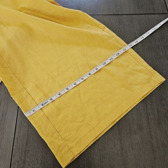 ECI Sunflower Yellow Linen Blend Cropped Wide Leg Pull On Sailor Pants Size L - Picture 6 of 8